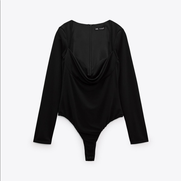 Zara Tops Zara Black Draped Bodysuit Size Xs Nwt Poshmark